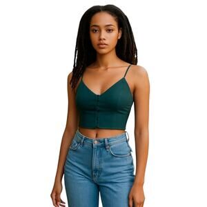 Free‎ People Intimately Green Hook Bralette Corset Style Women's Size Large